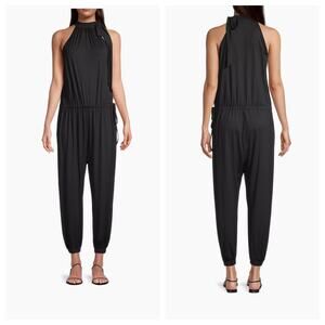 NWT LeSwim Black Jersey Knit St. John Drop Waist Jogger Jumpsuit Size L